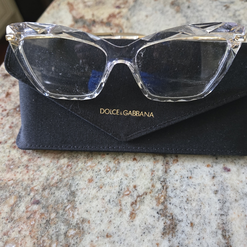 Dolce & Gabbana Women's Crystal Clear Glasses with Gold Accents